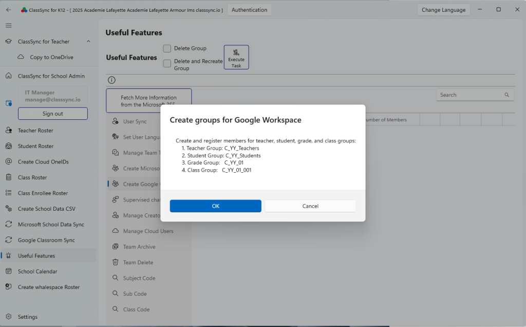 class groups for Google Classroom