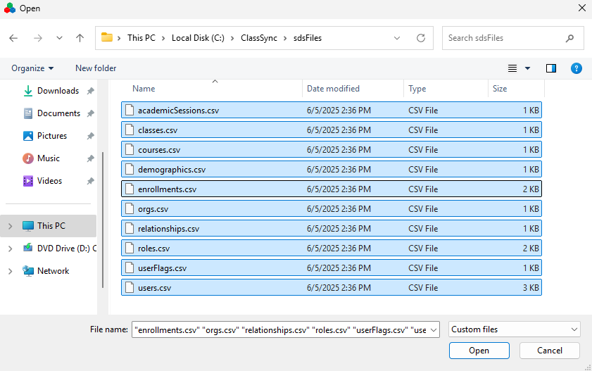 Select SDS CSV v2.1 files