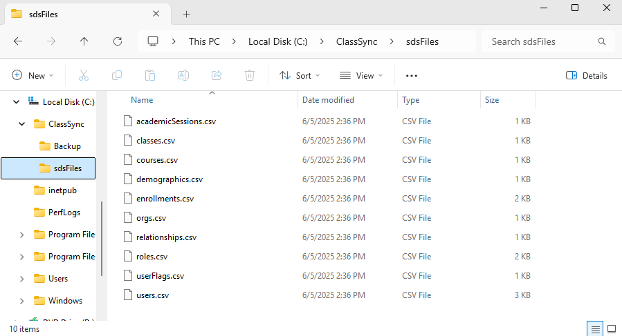 School Data CSV v2.1 Format Files