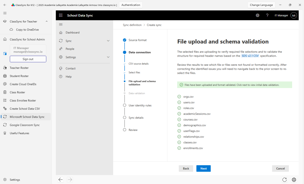 Upload SDS CSV v2.1 files